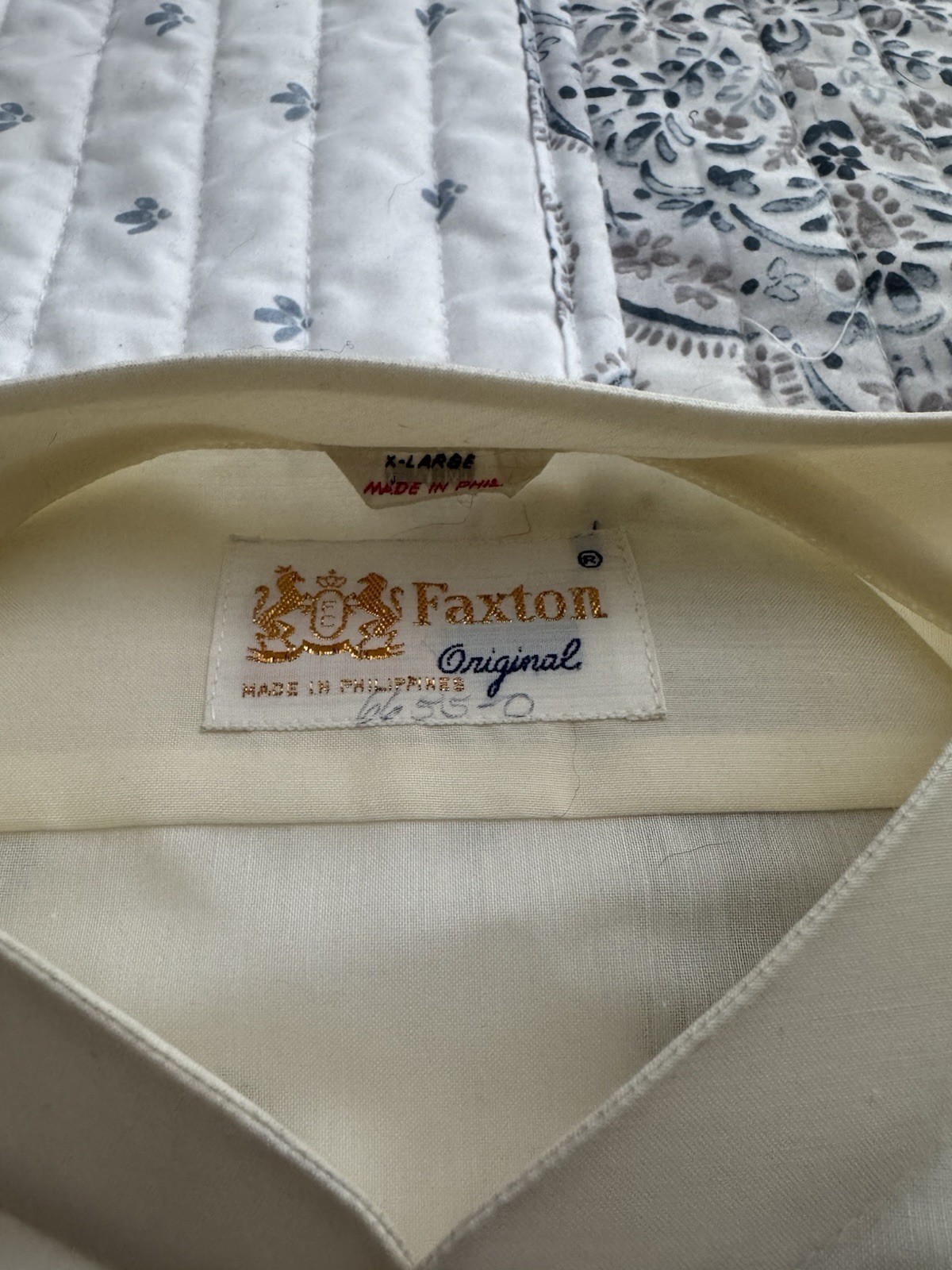 Cream Men’s Barong-Style Shirt with Embroidered Front