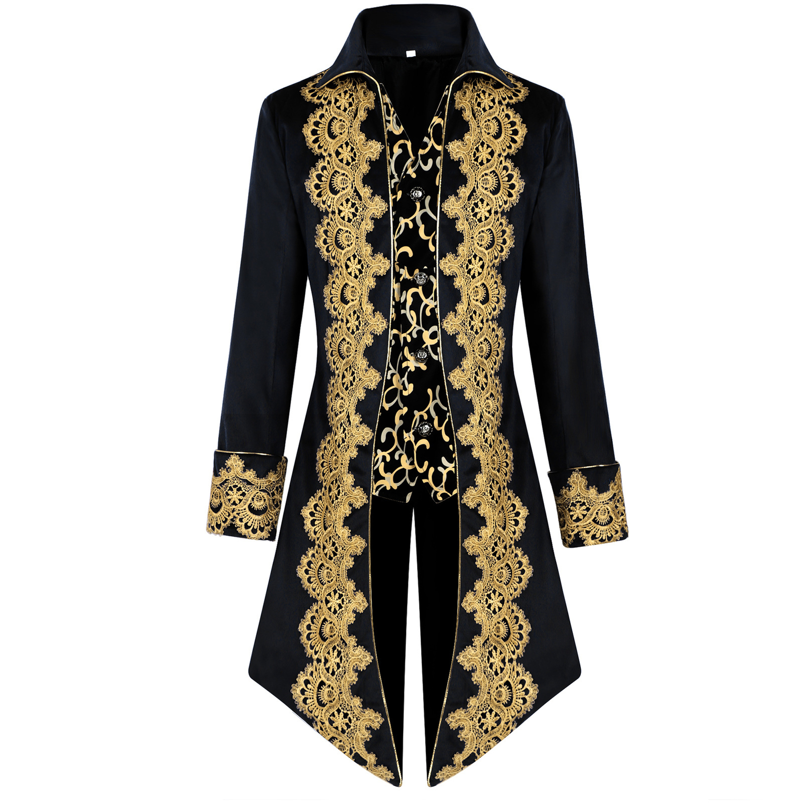 Men’s Steampunk Vintage Jacket Gothic Victorian Pirate Prince Frock Tail Coat