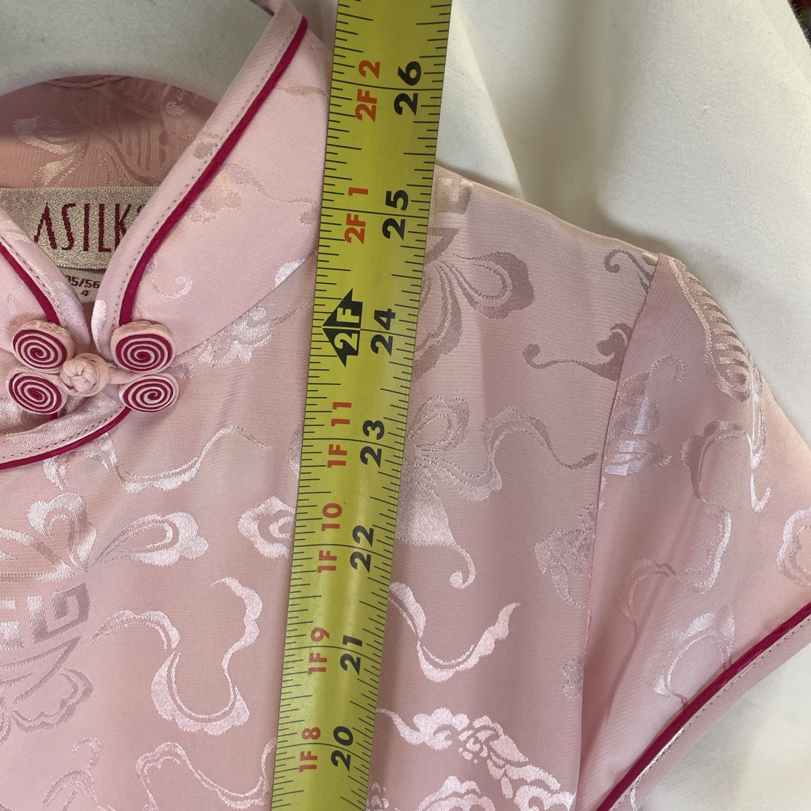 Oriental Style Girls Dress Cheongsam Qipao Asian Inspired Pink 100% Silk Size 4