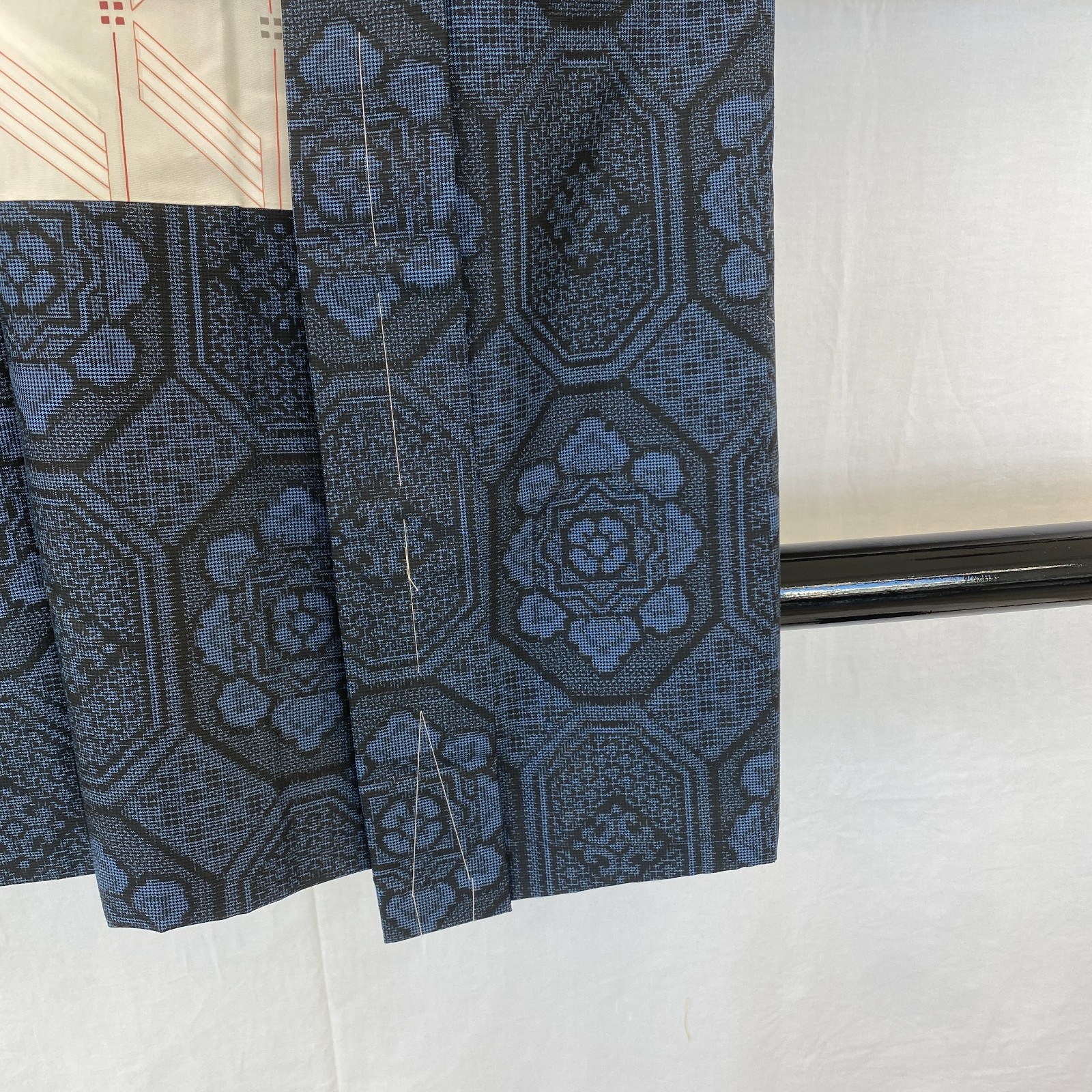 Japanese Vintage Kimono Haori Jacket Silk Blue Oshima Traditional Authentic 33in