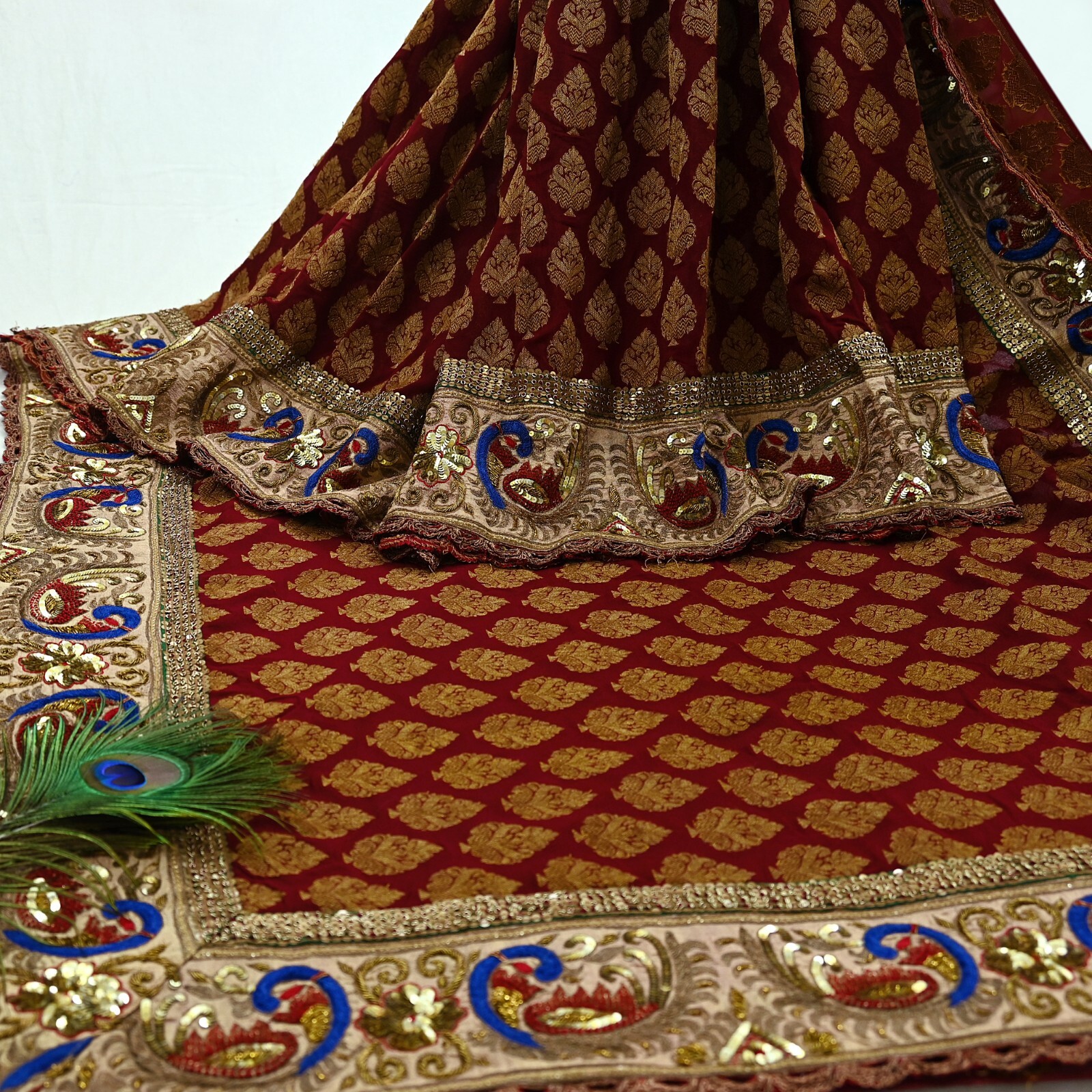 Pre-Owned Sari Georgette Silk Hand Embroidered Designer Manish Malhotra Sarees