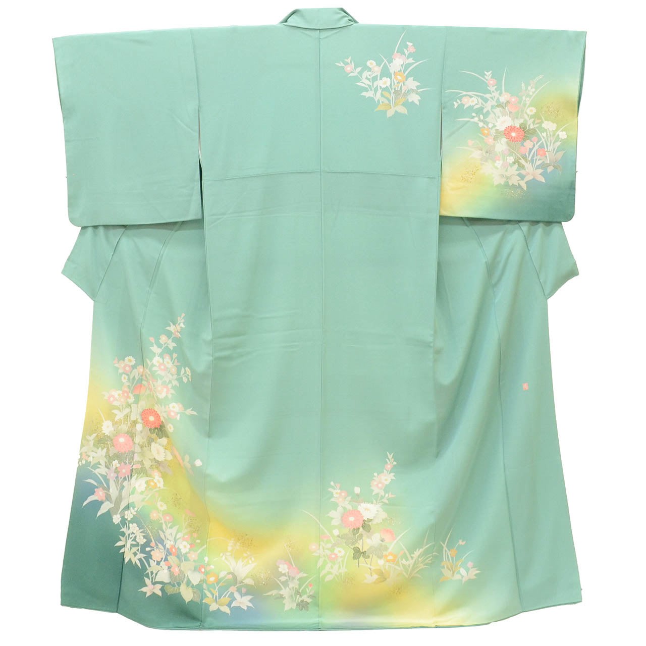 Vintage Japanese Kimono | Houmongi | Green Silk | Botanical | uu2526b