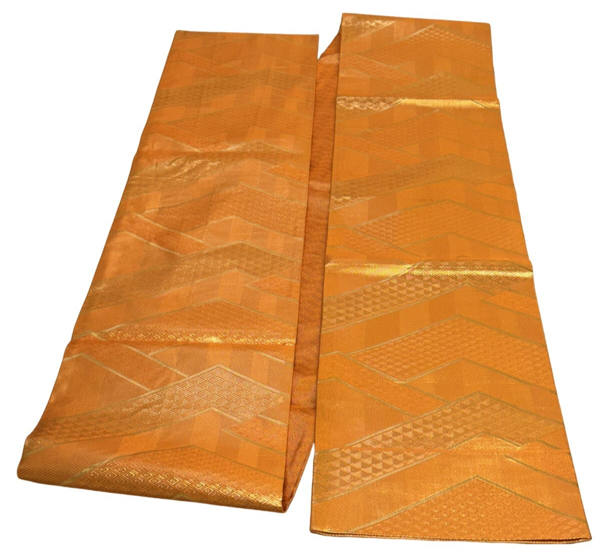 Japanese Vintage Kimono Fukuro Obi silk orange expensive tradition 170×12.2in