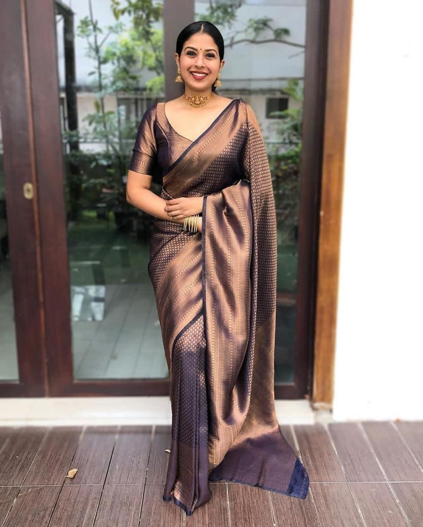 Soft Litchi Silk Saree Jacquard Banarasi Art Silk Indian Wedding Sari Blouse
