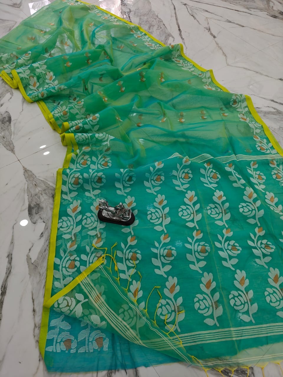 Premium Quality Soft Resham Muslin Jamdani Saree with Blouse piece