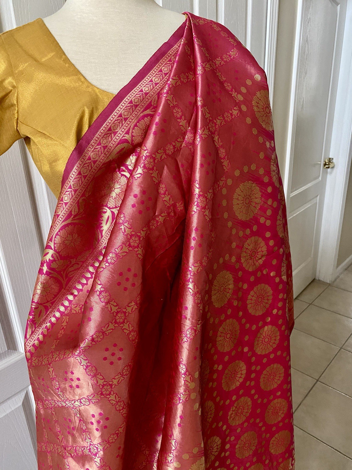 Sari With Stitched Blouse Crop Top New