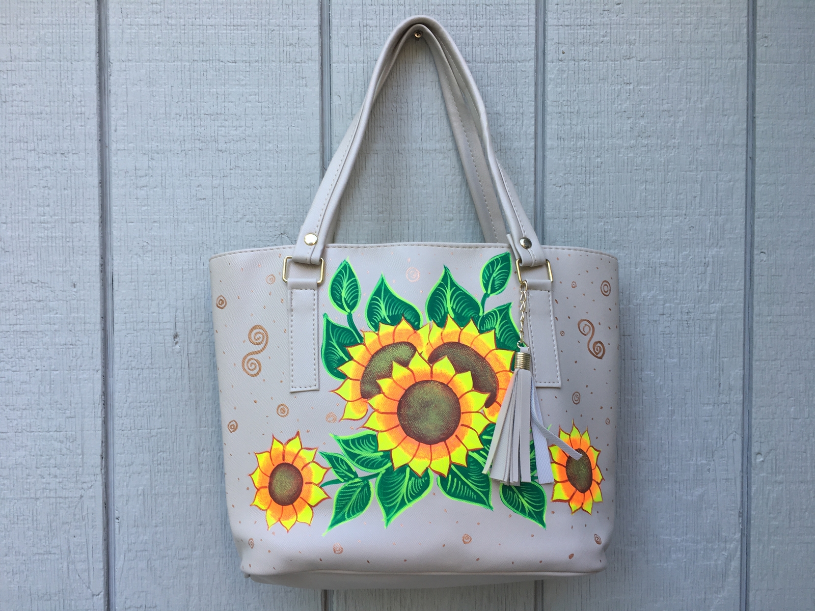 Hand Painted Mexican Tote Bag Purse Handbag – Synthetic Vegan Leather Bag