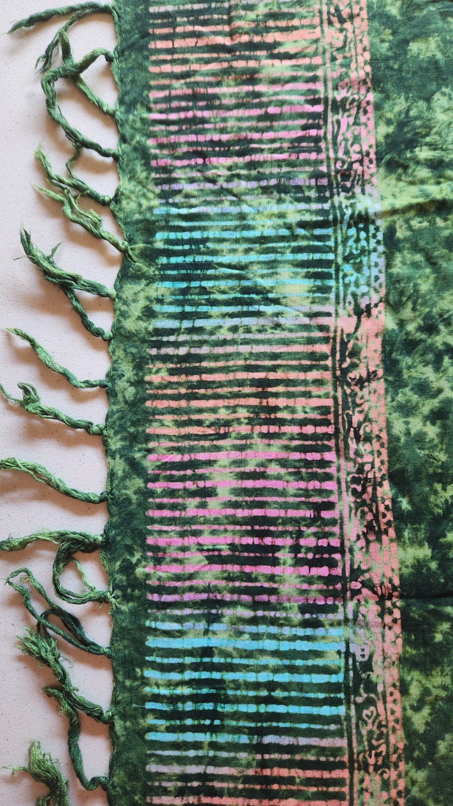 Sarong Wrap Beach Swimsuit Coverup Green Pink Floral 62×43 Pre-Owned