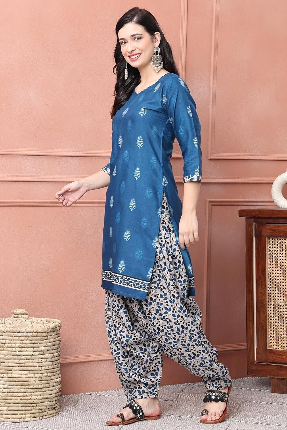 Women’s Cotton Blend Printed Ready To Wear Patiala Salwar Suit