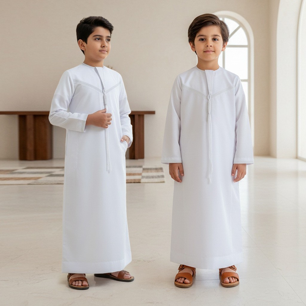 Ramadan Jubba Arab Abaya Boys Kids Kaftan Thobe Thoub Dishdasha Long Robe Dubai