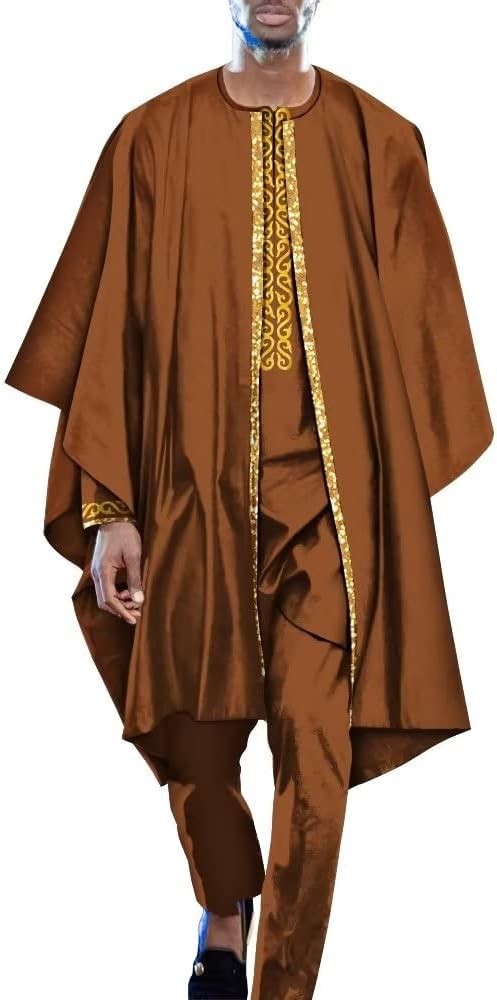 Dashiki Outfits Agbada Robe Suits 3 Piece Set