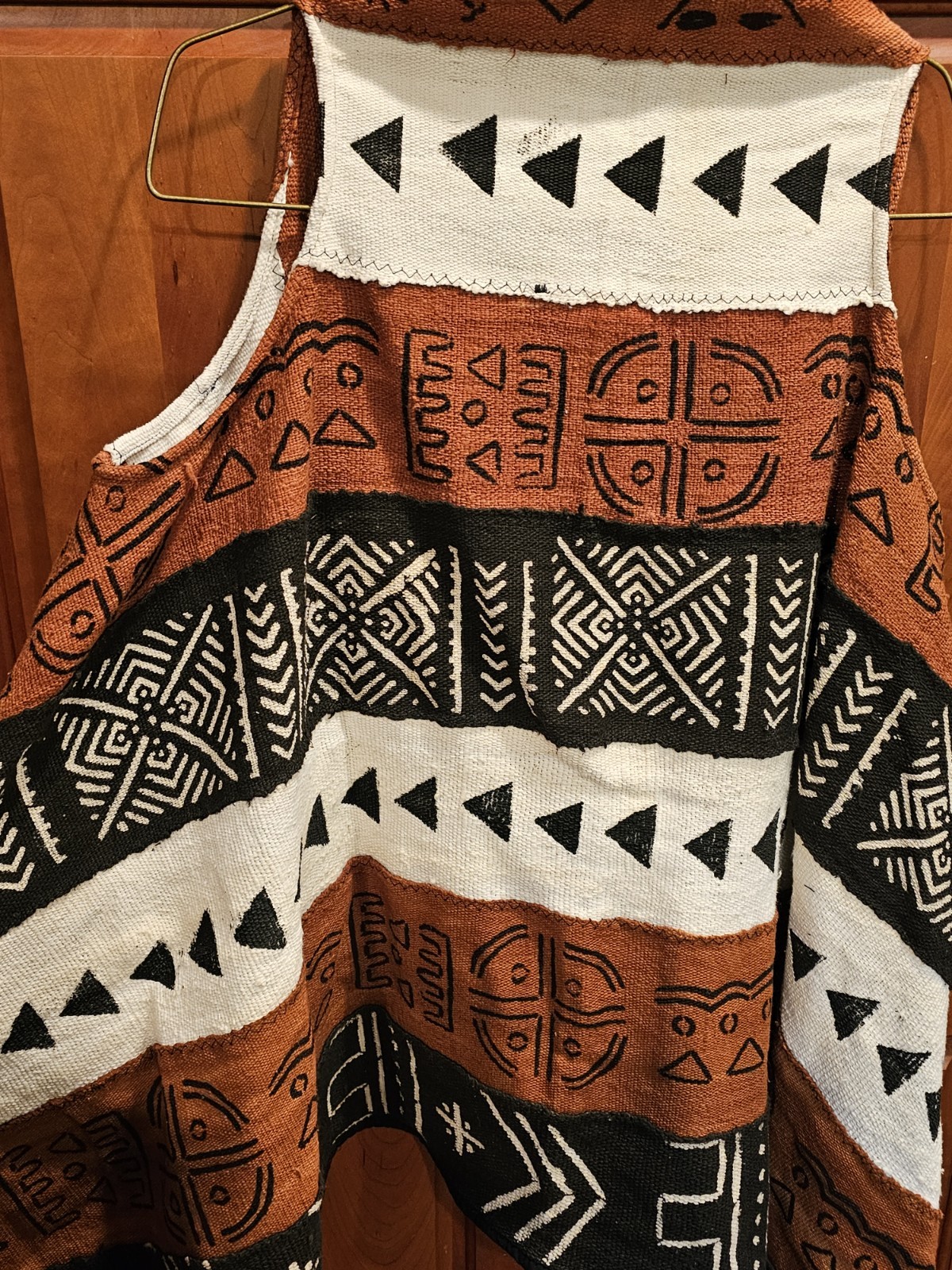 Handmade One-of-a-Kind African Mudcloth Patchwork Boho Heavy Shawl OSFM