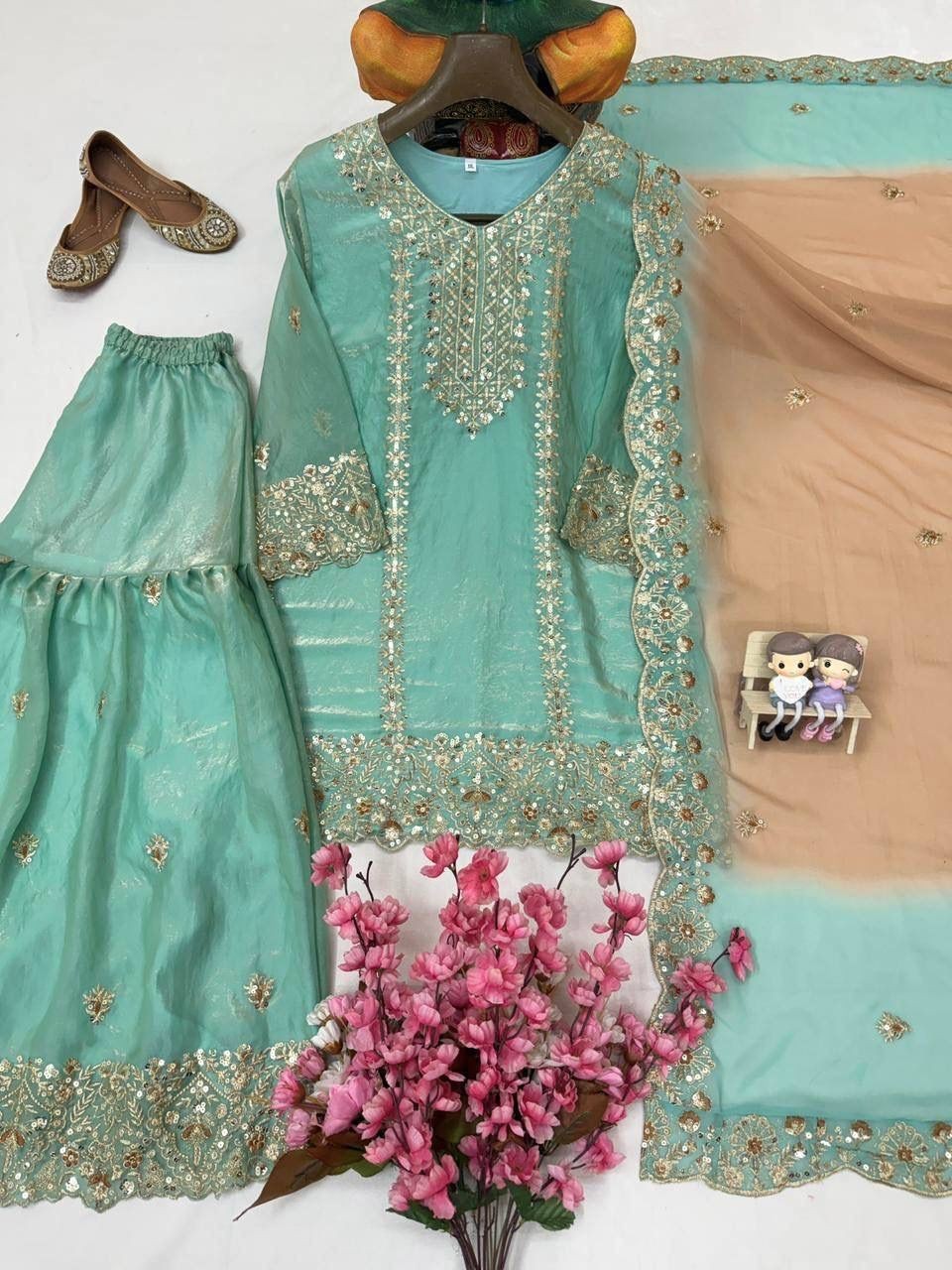 INDIAN SALWAR KAMEEZ PAKISTANI WEDDING PARTY DRESS WEAR BOLLYWOOD SUIT SHARARA