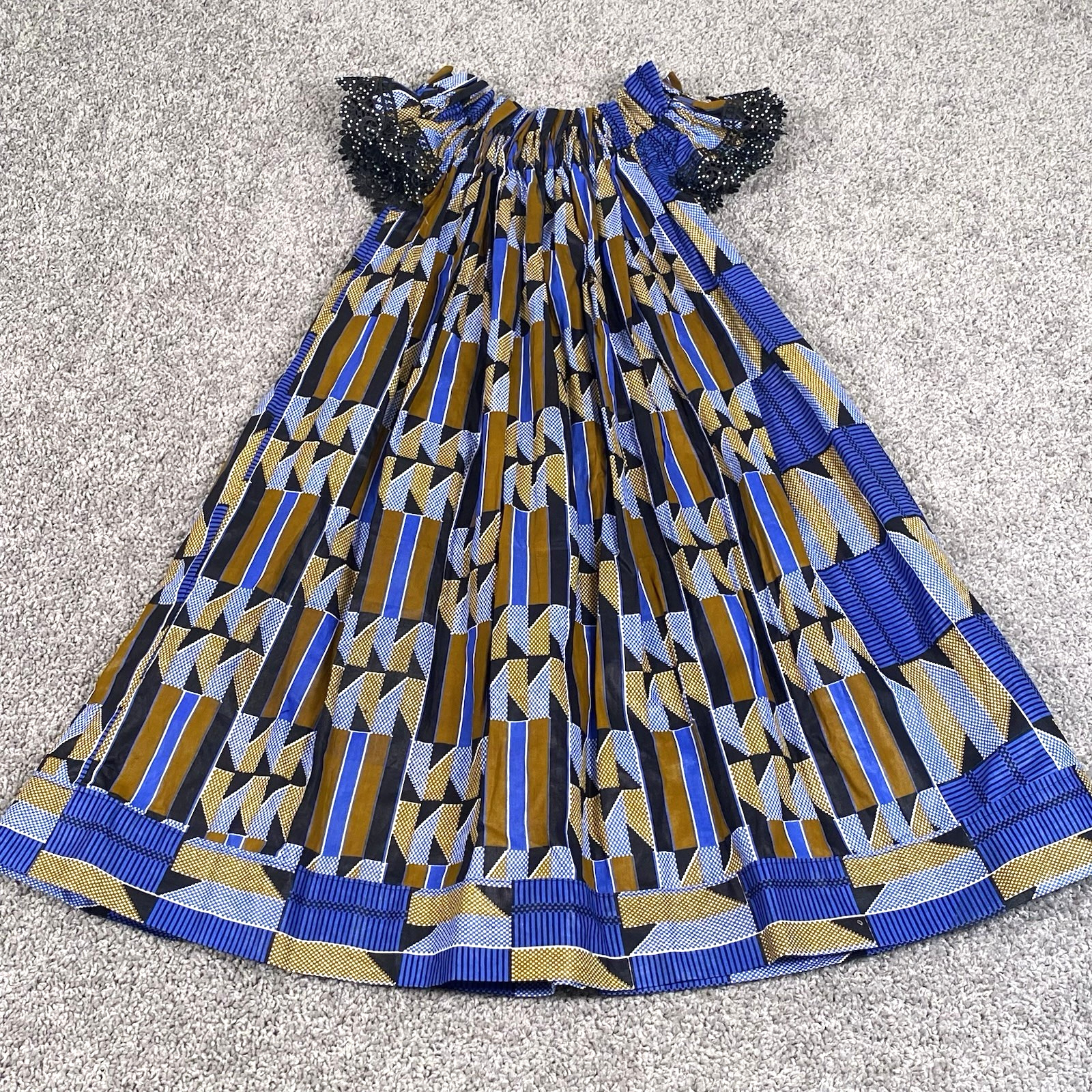 Handsewn Veritable Super Java Wax Block Print 295774 Girl Teen A-Line Dress M/L