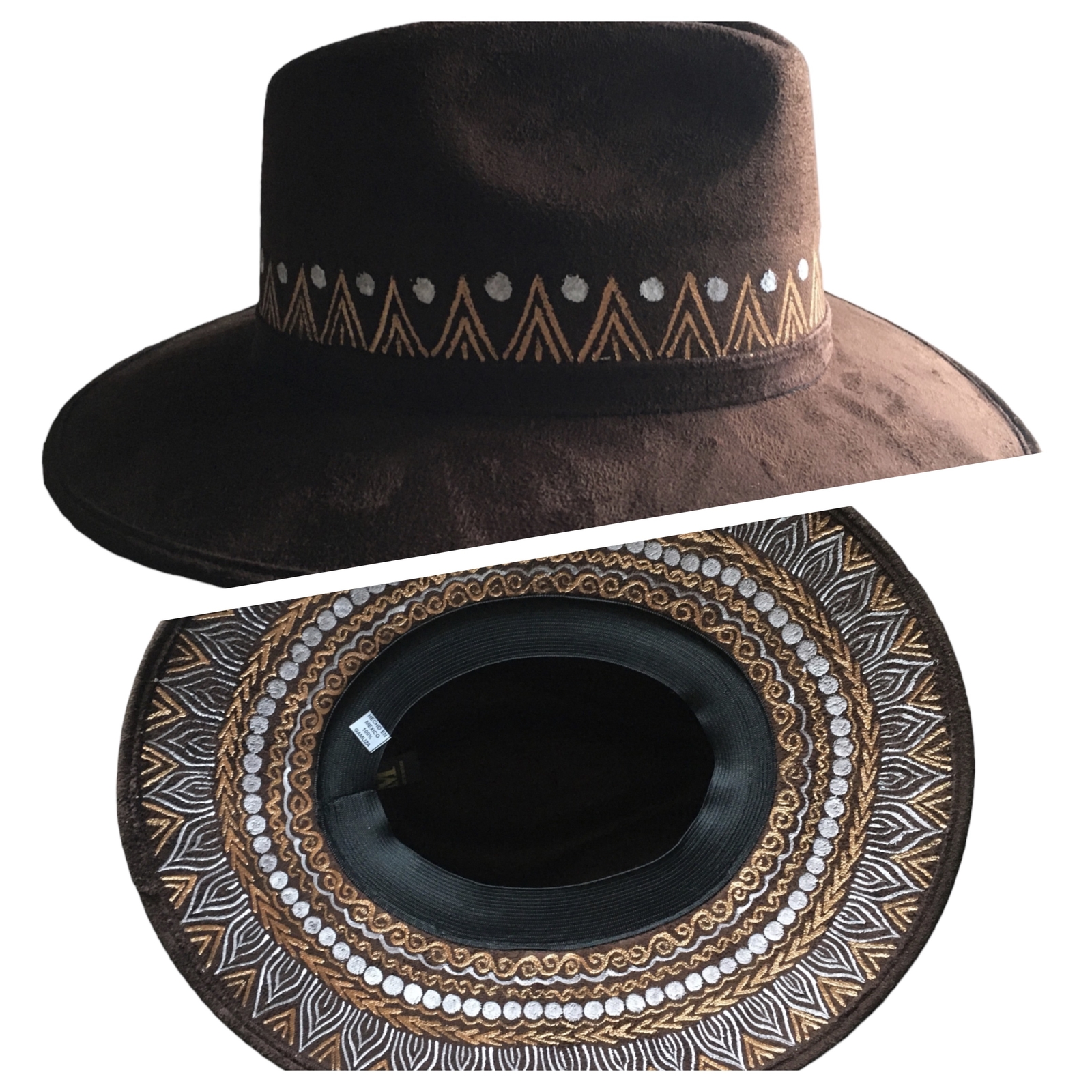 Handmade Mexican Mexican Sombrero Hat – Hand Painted Faux Suede – Artesanal
