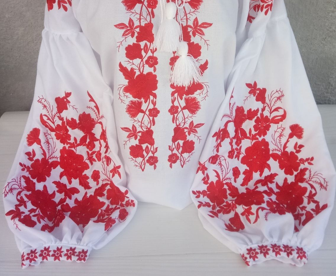 Vyshyvanka Elegant Ukrainian embroidered blouse Top Shirt white color XS-4XL