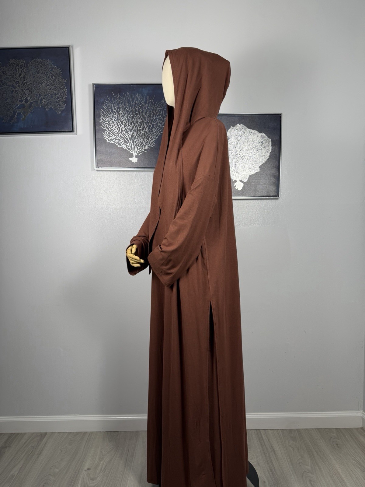 Modest Viscose Tunic and Pants Set with Hooded Hijab Scarf Elegant Muslim Outfit
