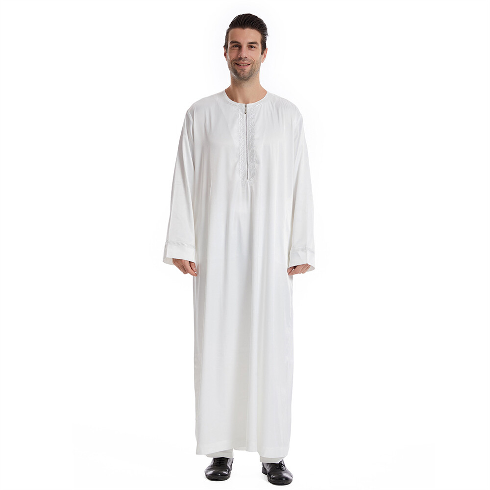 Muslim Men Saudi Abaya Kaftan Thobe Jubba Thoub Robe Dress Dishdasha Arab Gown