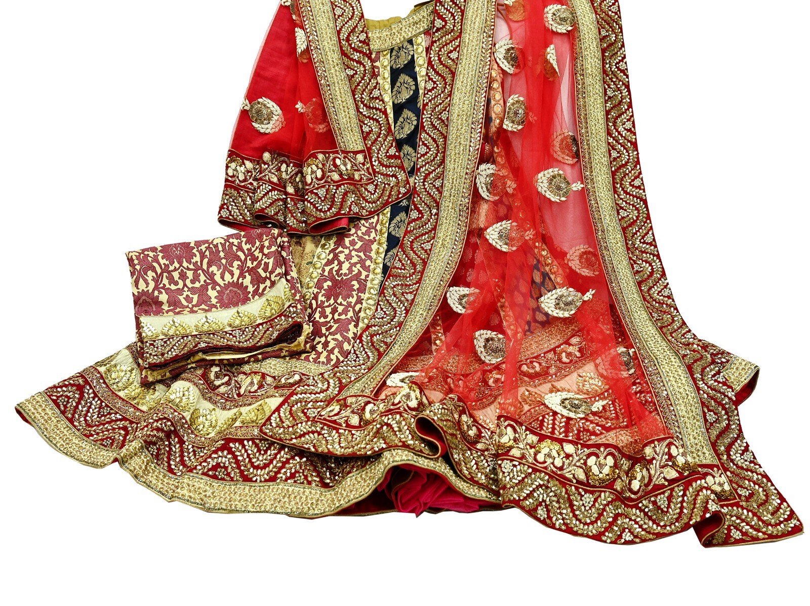 Indian New Heavy Pure Silk Hand Embroidered Designer Sabyasachi Lehenga 3pcs Set