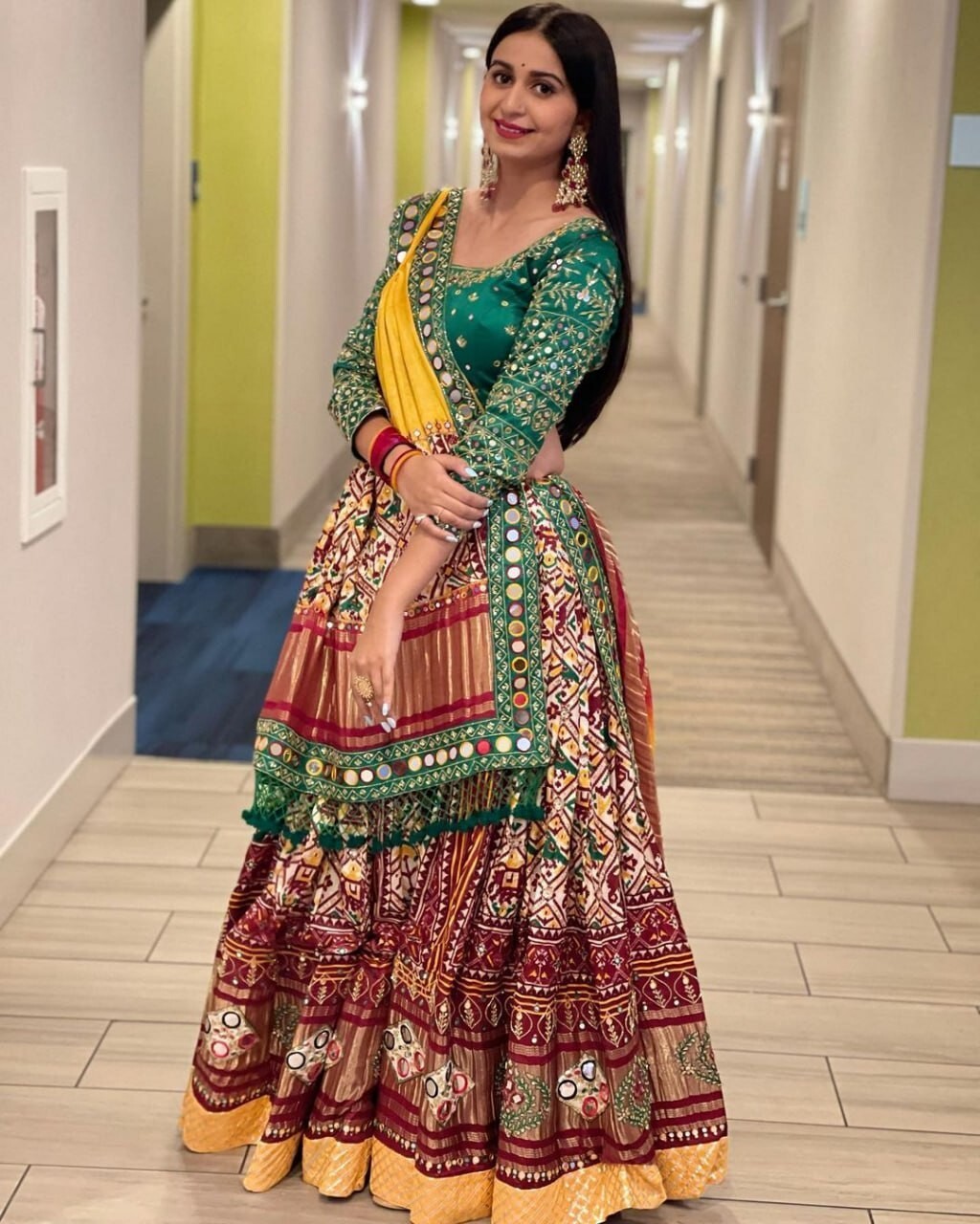 Navaratri Kinjal Dave Special Silk Lehenga Choli & Dupatta By Aadat Export