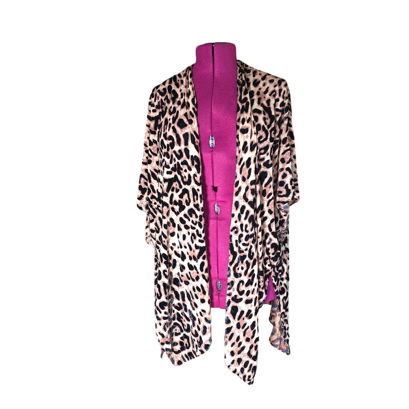 Shiraleah Chicago Cheetah Leopard Print Velvet Burn Out Kimono One Size Animal