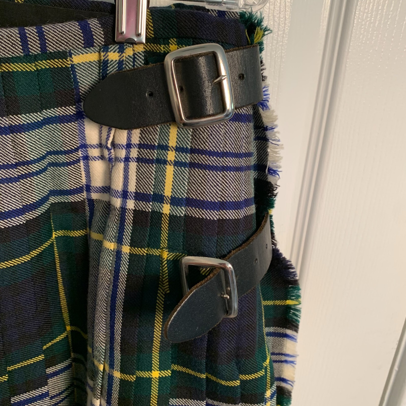 Dunedin Tartan Plaid Pleated Wool Kilt Skirt Medium 28-30 Waist Flaws