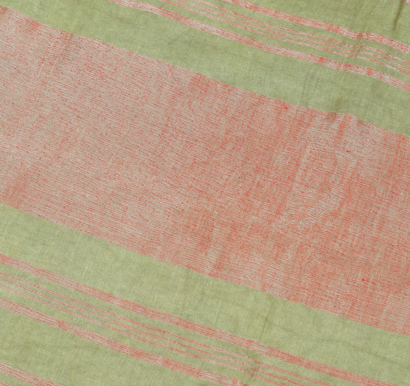 Sushila Vintage Green Pure Linen Sari Handloom with Silver Zari Border Saree