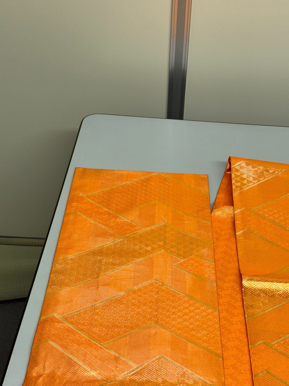 Japanese Vintage Kimono Fukuro Obi silk orange expensive tradition 170×12.2in