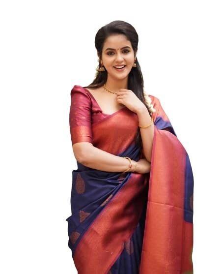 Traditional Indian Silk Saree with weaving butti design saree weeding sari