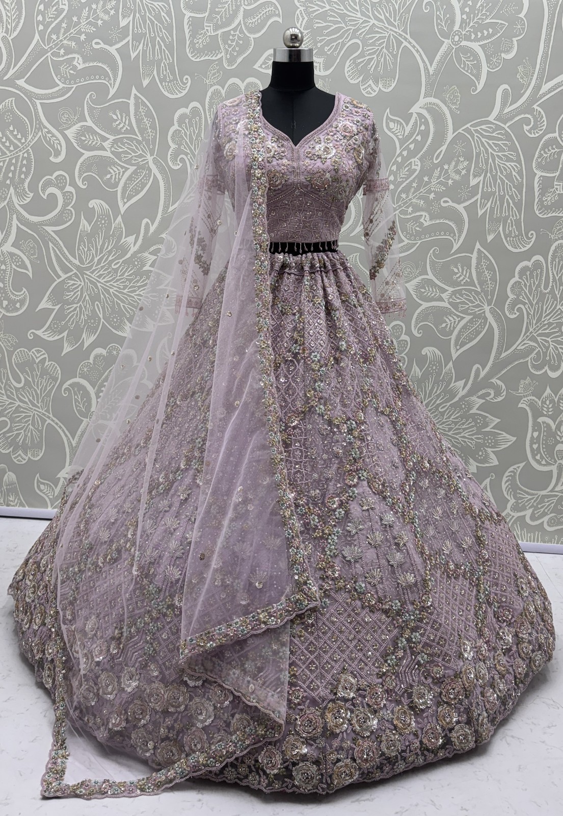 Designer Double Net Lehenga Choli Dori Embroidery Wedding Party Wear