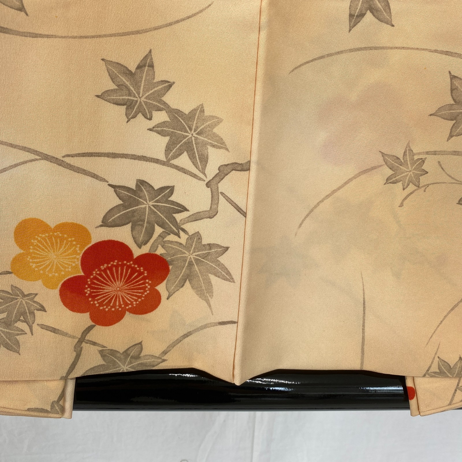 Japanese Vintage Kimono Haori Jacket Polyester Beige Traditional Authentic 29 in