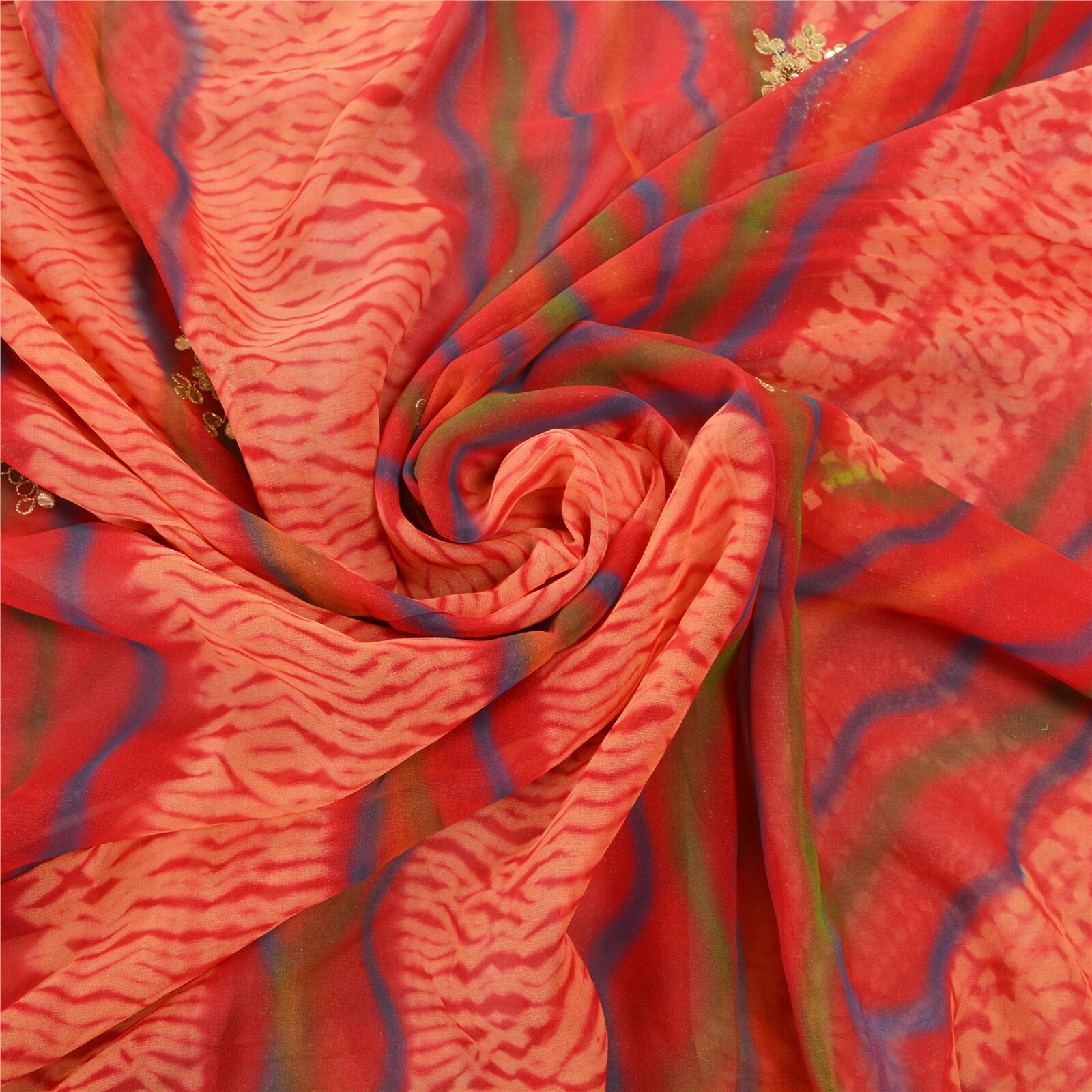 Sanskriti Vintage Leheria Sari Pure Georgette Silk Handmade Rare Sarees Fabric