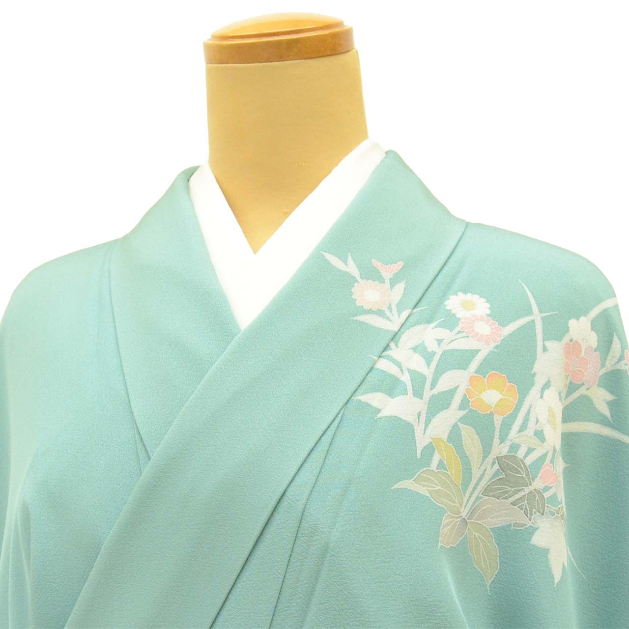 Vintage Japanese Kimono | Houmongi | Green Silk | Botanical | uu2526b