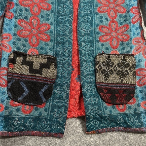 TDbN Kimono Jacket S/M? Cashmere? Retro Floral Reversible Pockets