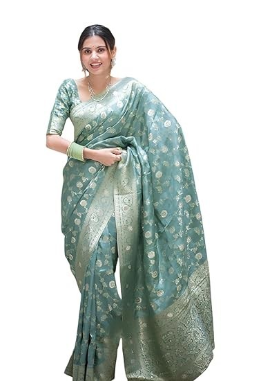 Pure Kanjivaram Silk Saree Soft Banarasi Style Wedding With Blouse Piece
