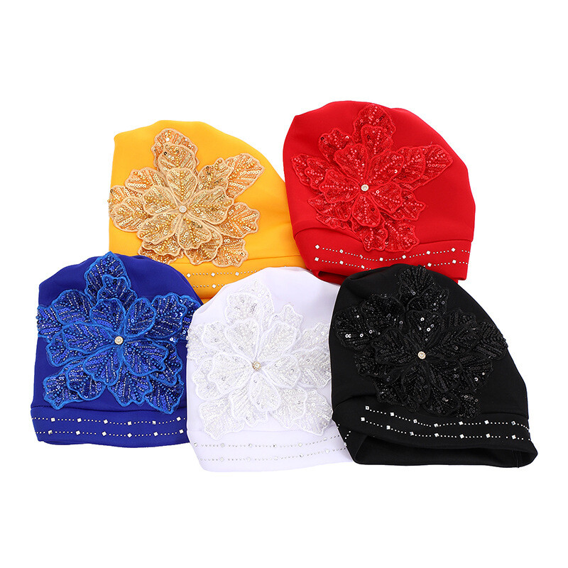 African Women Head Wrap Turban Headtie Nigerian Cap Sequins Headwear Wedding Hat