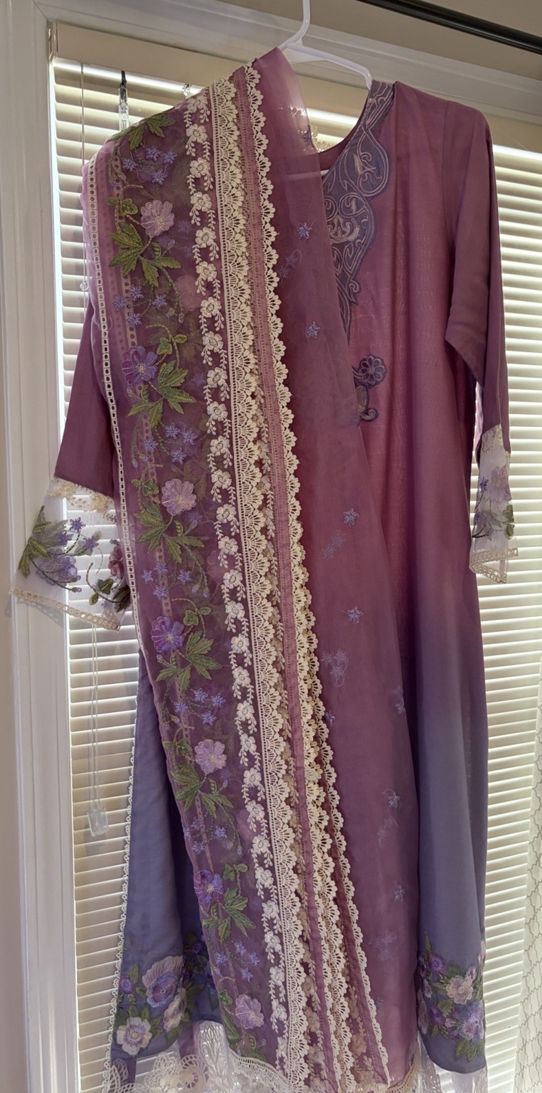 Branded Purple / Lilac ombré dyed embroidered pakistani formal dress not MariaB