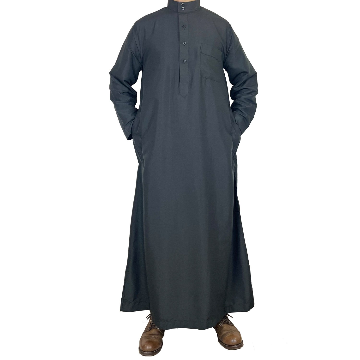 Islamic Jubba for Men Long Robe Solid Color Muslim Abaya Thobe Kaftan Ramadan