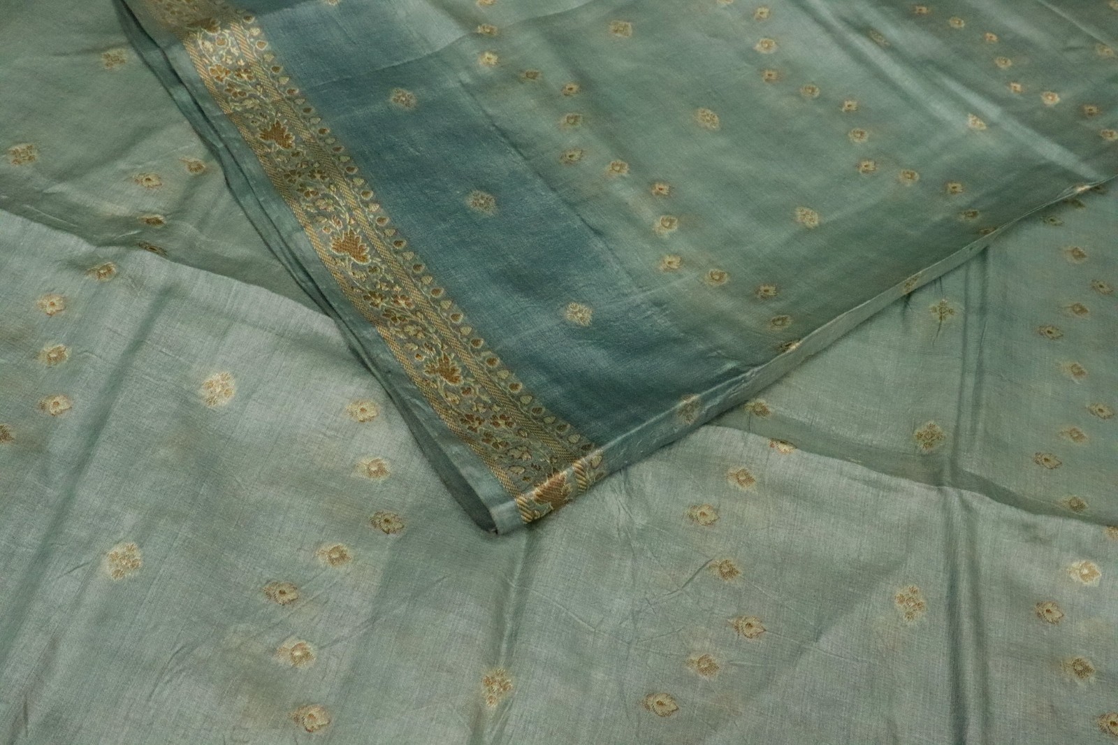 Vintage Tussar Silk Saree, Upcycled Printed Tussah Silk DIY Fabric TS1158