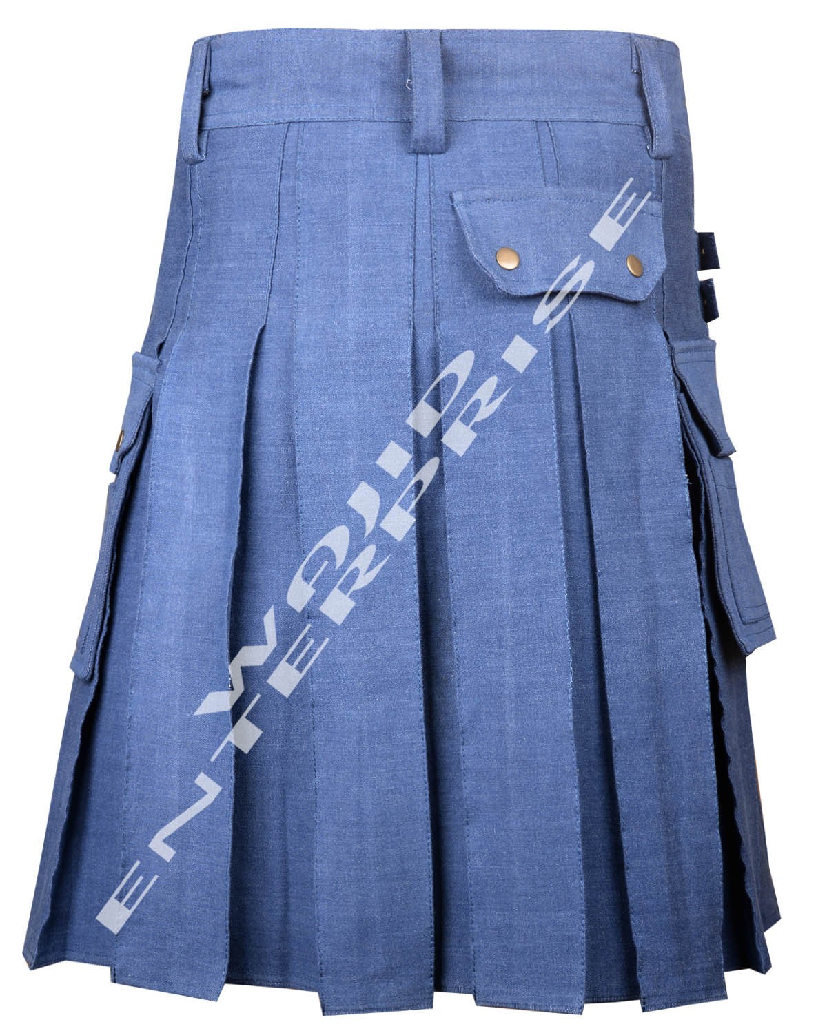 Men’s Scottish Handmade Utility Kilt – Blue Washed Denim Hybrid kilt Custom Size