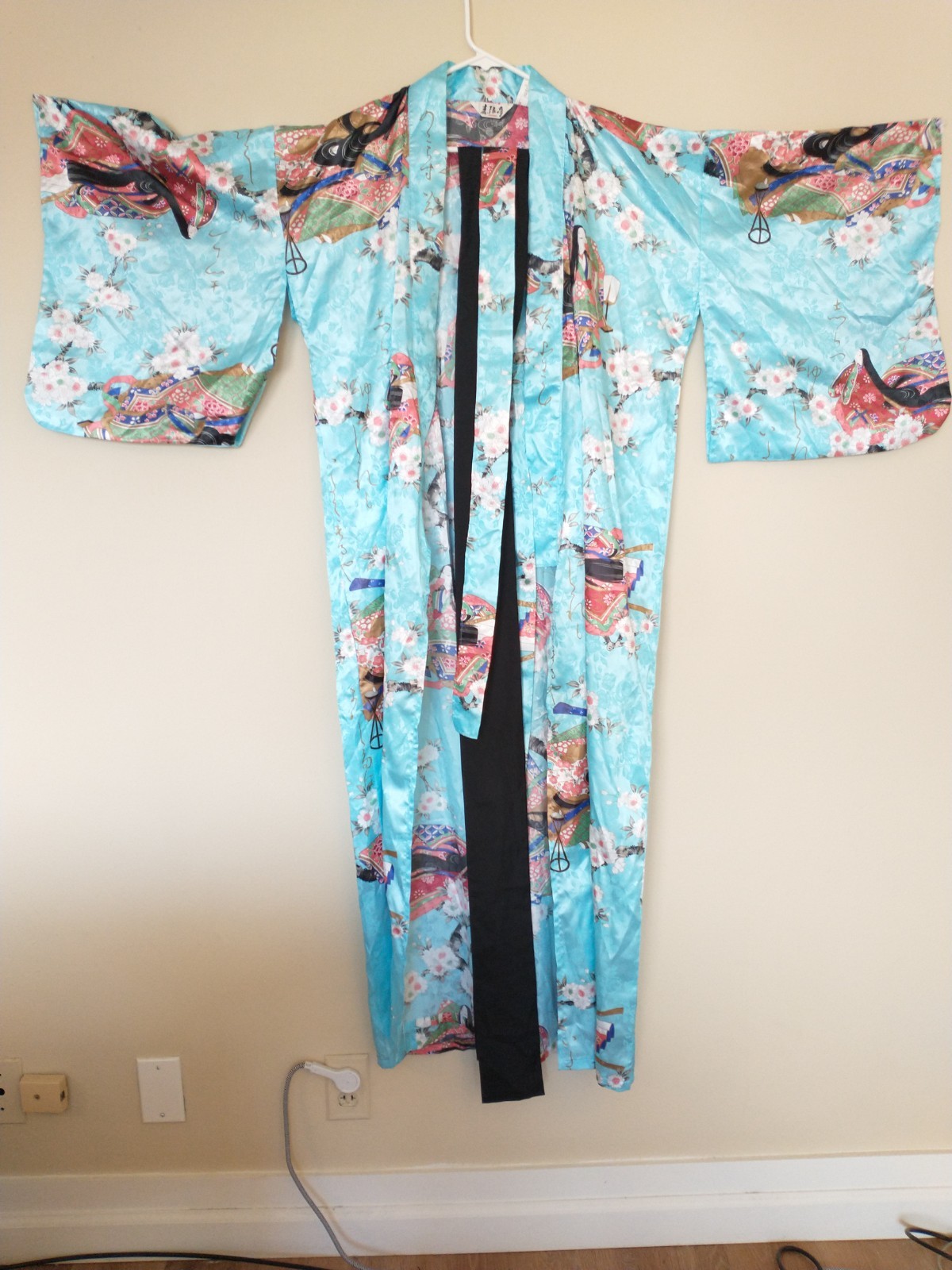 Summer Yukata Kimono Light Blue Polyester Japanese Obi Sash