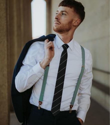 Skinny Ties for Men,Cotton Linen Neck Tie for Daily Black Striped