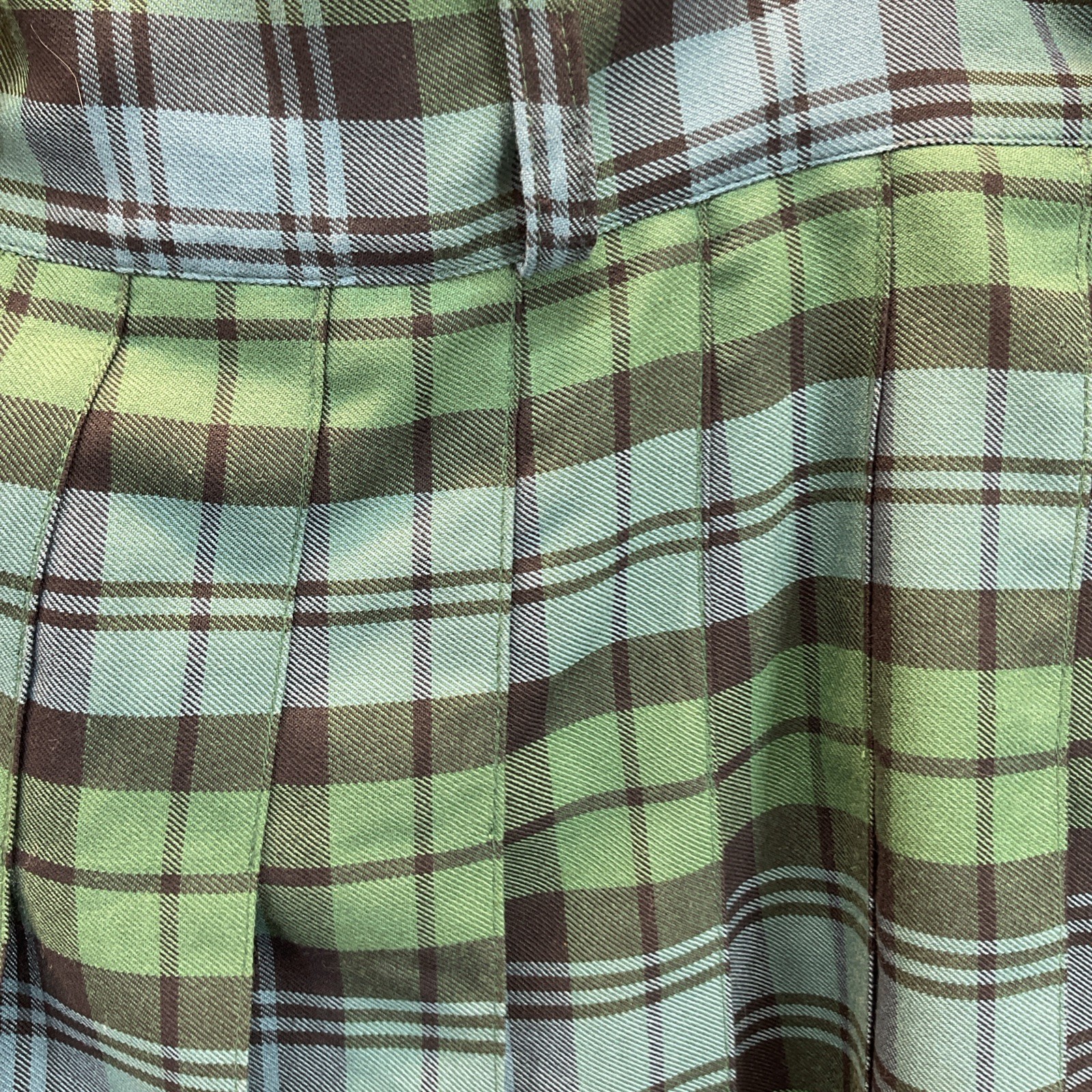 Sport Kilt Green Plaid Made in USA Hook & Loop Closure PolyBlend Black Watch LG