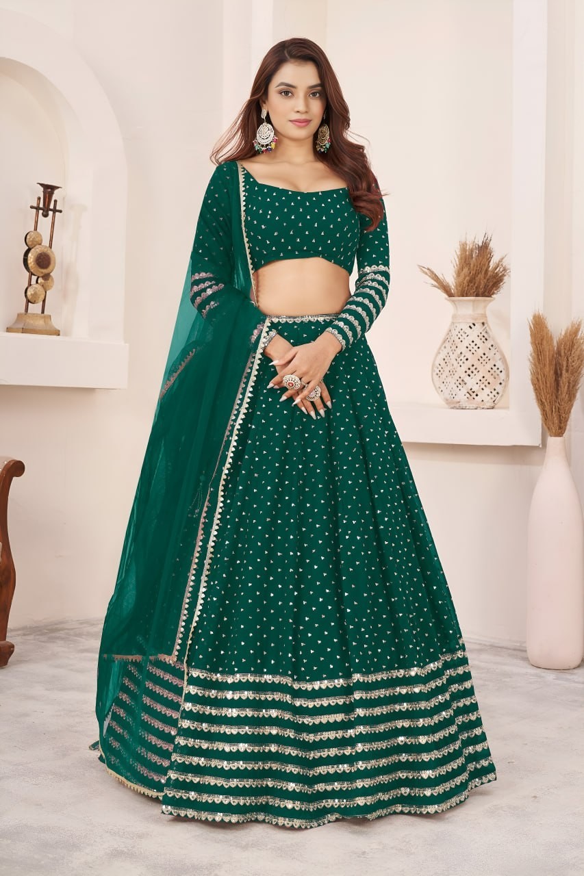 Luxury Art Silk Lehenga Choli Zari Sequin Engagement Party Wear