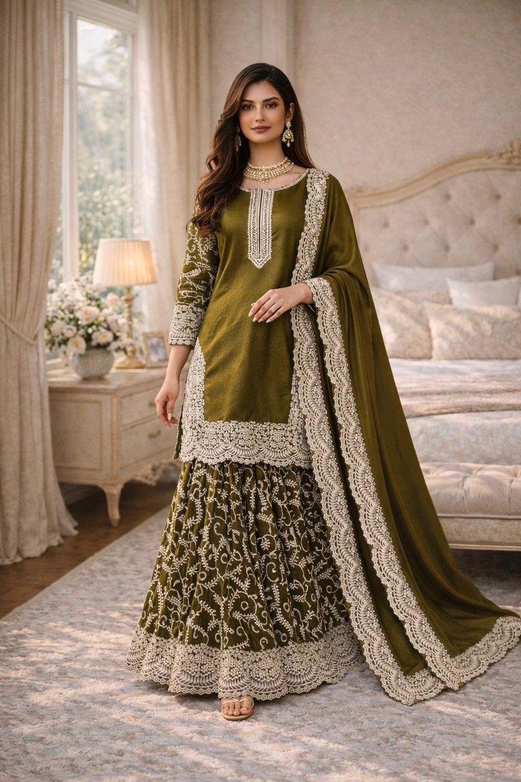 SHARARA PLAZOO SUIT PARTY WEAR PAKISTANI WEDDING SALWAR KAMEEZ PALAZOO SUIT