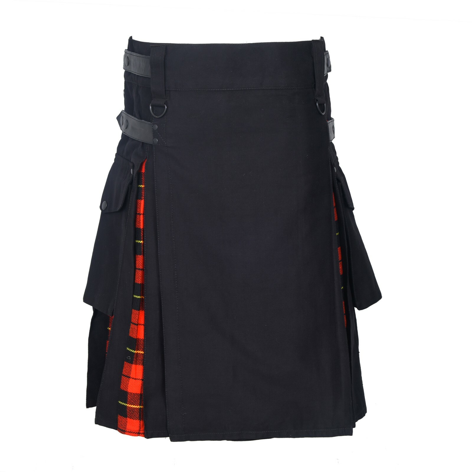 Men’s Hybrid Leather Straps, Cotton & Tartan Utility Kilt – Wallace