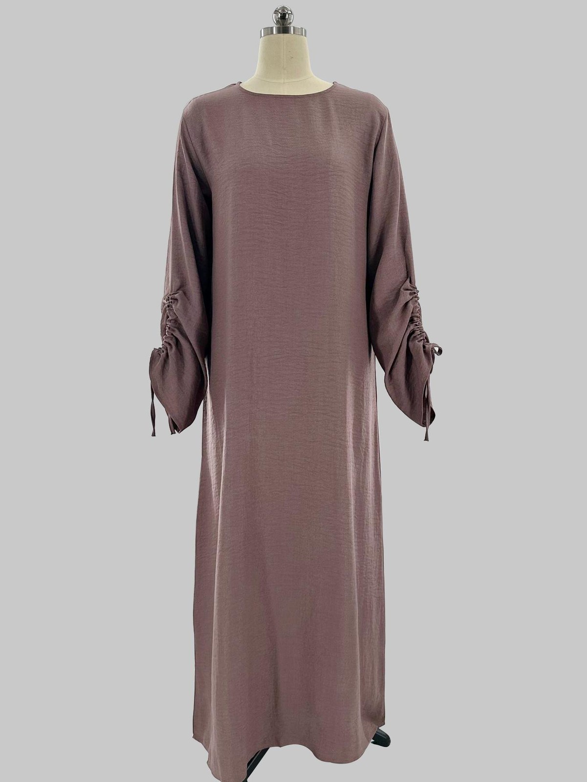 Eid Muslim Abaya Dress Lace Up Sleeve Modest Kaftan Robe for Ramadan Prayer