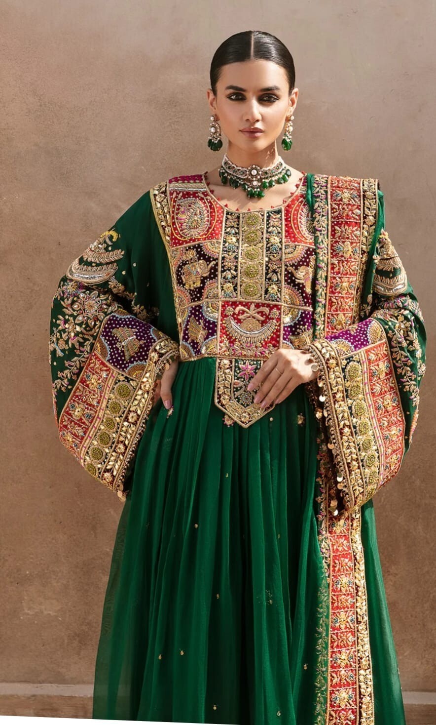 Pakistani Handmade Afghani Frock 3 Piece suit