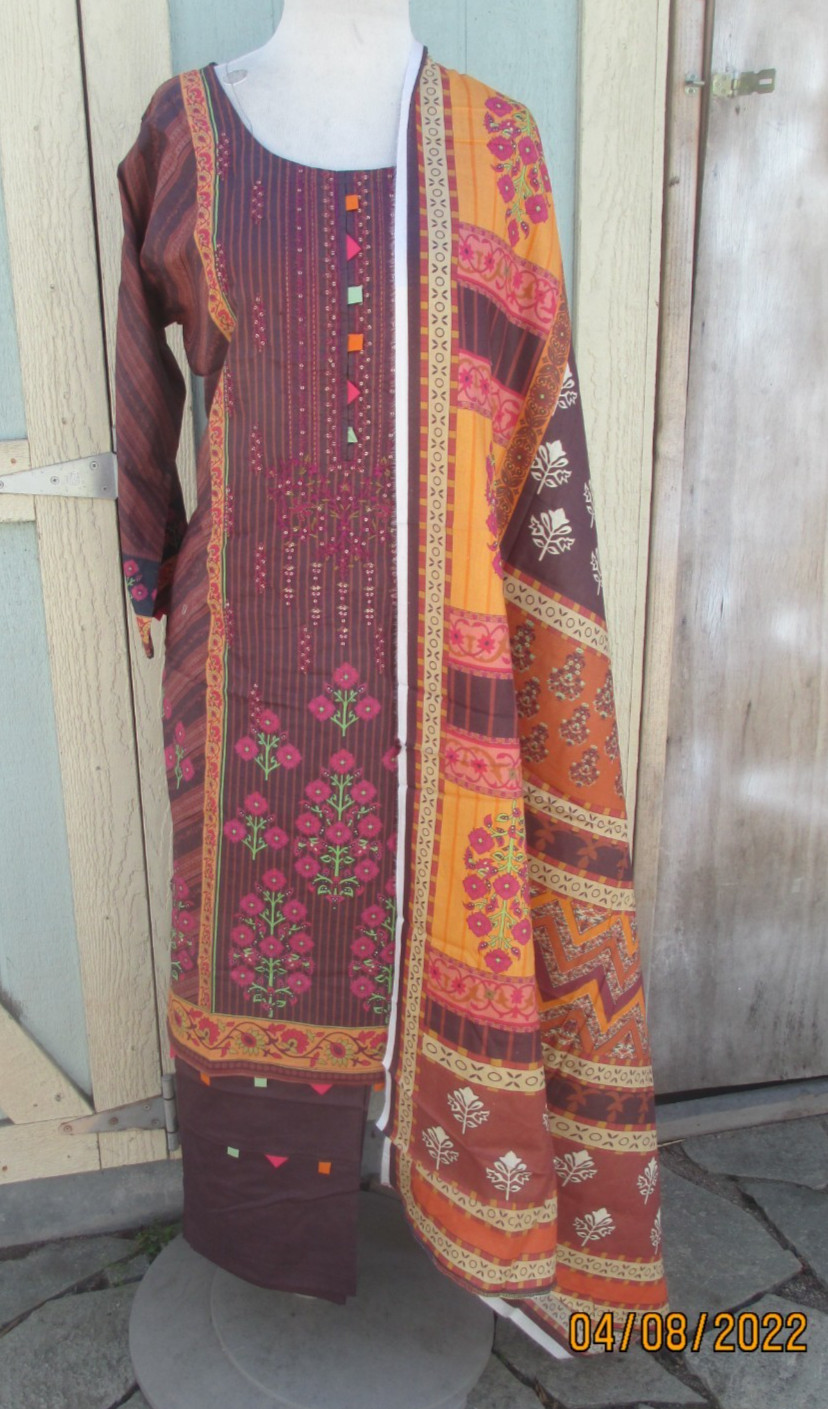 pakistani beautfull emboridery lawn cotton pant kameez X L msize bust 46
