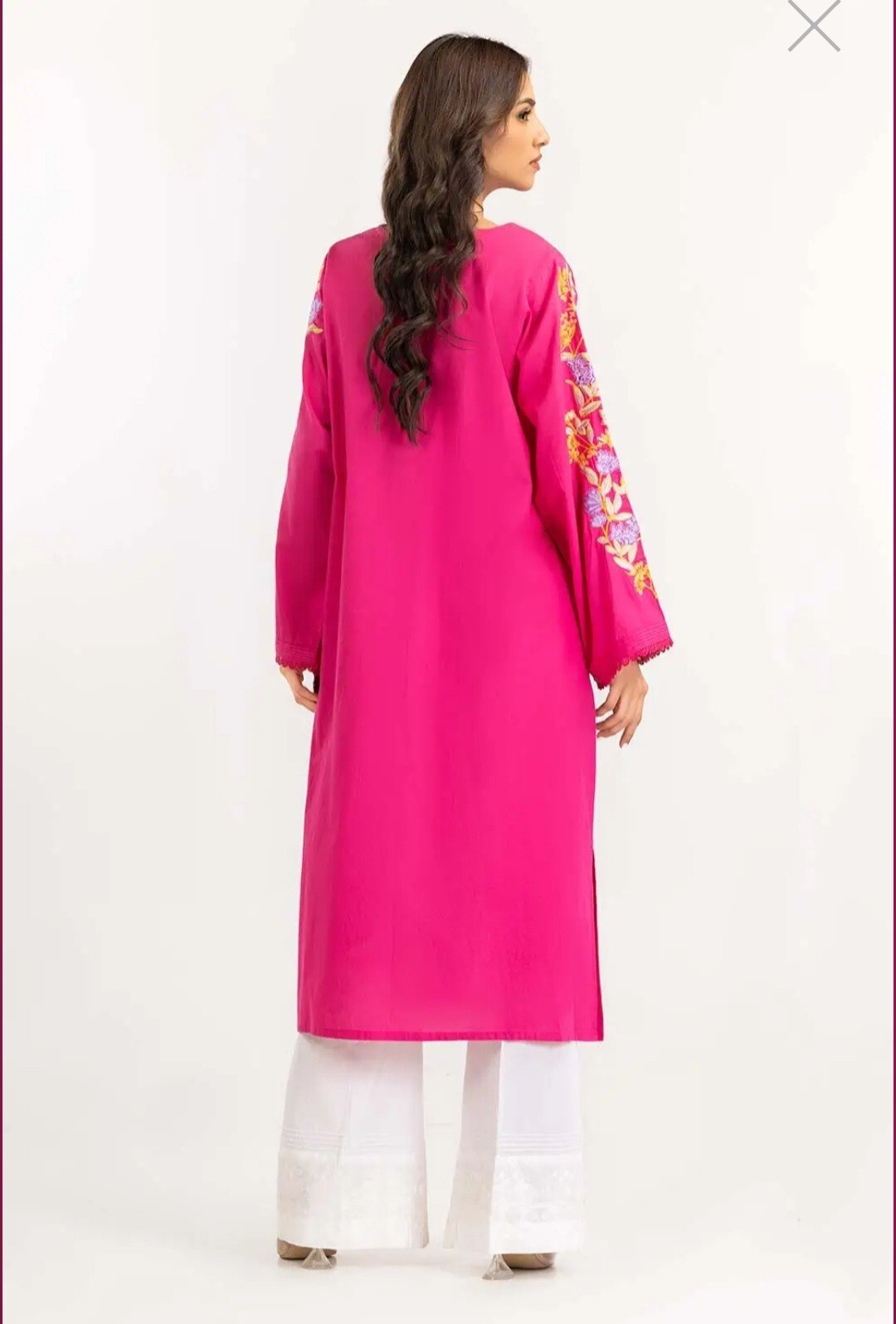 NEW GUL AHMED Size M Embroidered Cambric Shirt Pakistani Designer Indian